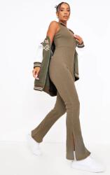 Prettylittlething Szürke Overál, bordázott gallér, Size 34