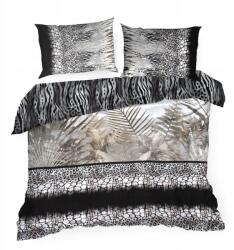 Eurofirany Szatén ágyneműhuzat, 160×200cm, Eva Minge, fekete bézs pöttyös levelek (457910)