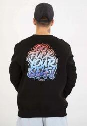  Motive kapucni nélküli pulóver, fekete-kék, Self (5907097664632)