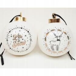 100 Modern Porcelángömb, fehér, arany, 7×5.5cm (kx111)