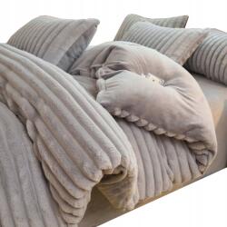 Home Design Polár Ágyneműhuzat Garnitúra, Size 160×200cm, 2x 70×80cm, szürke, csíkos minta, meleg, puha