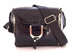 G&T Női postás táska, egyrekeszes, fekete, ökobőr, G&T T68553