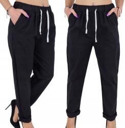 Mabaje Női gumis nadrág, fekete, rugalmas, Size 48/4XL, pamut, elasztán