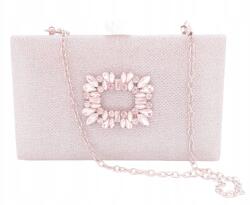 G&T Elegáns Ezüst Estélyi Kézitáska, levehető lánccal, szintetikus anyag, fém patent (KD688005)