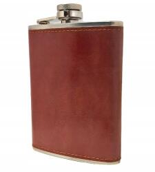 Decortrend Csípő Lombik, 240ml, rozsdamentes acél, bőr, barna, elegáns (madmax)