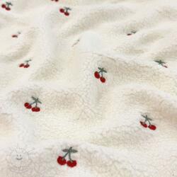  Kabát anyag TEDDY EMBROIDERY Cherries