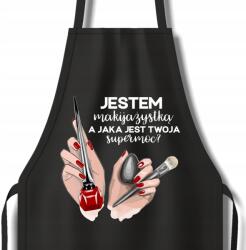  Fekete Kötény Kozmetikai táskának Ajándék Sminkes vagyok Szupererő Minták (Czarny Fartuch Kuchenny Mix Wzorów)