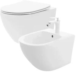 Rea Set vas WC suspendat Rea Carlo Mini cu capac softclose si bideu alb (KPL-C2760)