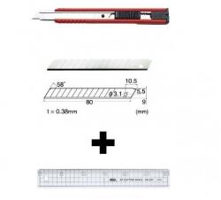 NT Cutter Set Cutter / cutit utilitar mic NT Cutter - 9mm + 10 lame de schimb + rigla 30 cm (A-250RP+BA-1P+ CS-301)
