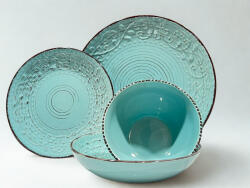  Set vesela 16 piese, pentru 4 persoane, Ceramica, design modern, culoare Vernil mediterranean Serviciu de masa