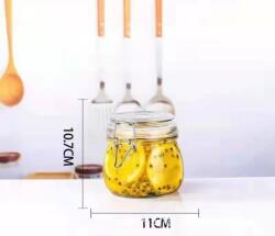  Borcan sticla 500 ml, capac etans, garnitura silicon, Depozitare alimente, Condimente, Cereale, Dulceata, Transparent