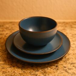  Set vesela 18 piese, pentru 6 persoane, Ceramica, design modern, culoare Bleumarin Serviciu de masa