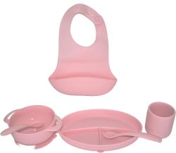  Set Hranire Bebe din Silicon, Roz Set pentru masa bebelusi
