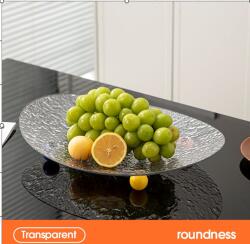  Tava servire din plastic, model texturat, forma oval, Transparent, 30 x 6 cm Tava