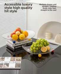  Tava servire din plastic, model texturat, forma Dreptunghi, Transparent, 31.5 x 25 x 6 cm Tava