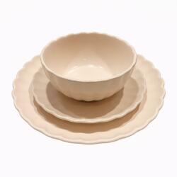  Set vesela 18 piese, pentru 6 persoane, Ceramica, design modern, forma petale, culoare Roz prafuit Serviciu de masa