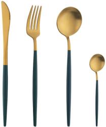  Set 4 tacamuri din otel inoxidabil, Auriu si Verde Tacam
