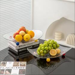  Tava servire din plastic, model texturat, forma triunghi, Transparent, 30 x 6 cm Tava