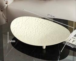  Tava servire din plastic, model texturat, forma oval, Crem, 30 x 6 cm Tava