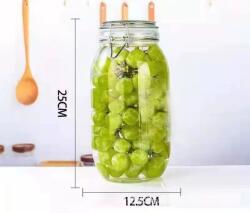  Borcan sticla 2000 ml, capac etans, garnitura silicon, Depozitare alimente, Condimente, Cereale, Dulceata, Transparent