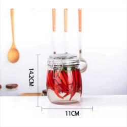  Borcan sticla 750 ml, capac etans, garnitura silicon, Depozitare alimente, Condimente, Cereale, Dulceata, Transparent