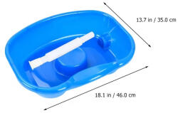  Lighean forma ergonomica pentru spalarea parului, plastic, albastru, 46x35x12cm cu furtun de evacuare, ideal pentru persoanele cu mobilitate redusa