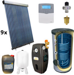 Panosol KIT PANOU SOLAR APA CALDA PRESURIZAT 30P CONFORT CU BOILER CU DOUA SERPENTINE 1500L PANOSOL C. 430 + accesorii incluse (C.430)