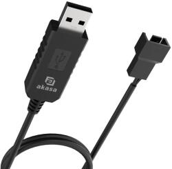 Akasa - Cablu convertor de tensiune step-up de la 5V la 12V CC pentru USB la ventilator PC cu 3 și 4 pini (AK-CBFA10-60BK)