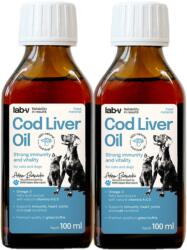 Lab-v Ulei de ficat de cod - 100% ulei de ficat de cod pentru câini și pisici, 2 x 100 ml