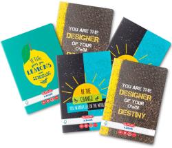 Herlitz füzet készlet, A4, 80 lap, 70 g/m2, lekerekített sarkok, Idézetek motívum, 5 db (9480980-5)