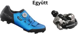 SHIMANO Cipő Mtb Xc502 Férfi Kék 42 + Pedál Spd Pdm540 Fekete Stoplival