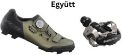 SHIMANO Cipő Mtb Xc502 Férfi Mohazöld 42 + Pedál Spd Pdm540 Fekete Stoplival