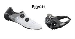 SHIMANO Cipő Országúti Rc702 Férfi Fehér 45 + Pedál Spd-Sl Pdr7000 Stoplival