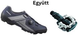 SHIMANO Cipő Mtb Xc300 Férfi Tengerészkék 43 + Pedál Spd Pdm520 Fekete Stoplival