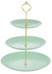 Pufo Candy többszintes gyümölcstartó 3 szintes, süteményekhez, tortákhoz, gyümölcsökhöz, előételekhez, fém fogantyú, világoszöld (Pufo4048verdedeschis)