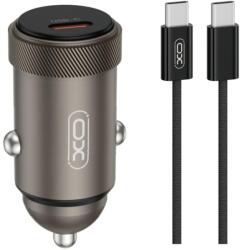 XO CC70 autós töltő PD 30W 1×USB-C + USB-C - USB-C kábel (Fekete)