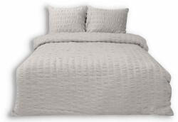  Szatén ágyneműhuzat-szett 220x200-as dombornyomott egyszínű szürke kőris prémium pamutból