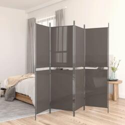 vidaXL Параван за стая, 4 панела, антрацит, 200x180 cм, текстил (350216)