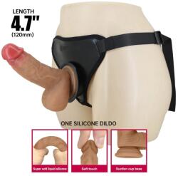 Pretty Love Strap-on Harness Briefs Fogg, Fixare cu Ventuza, Dildo din Silicon, Natural, 17.3 cm