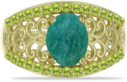  Arannyal Bevont Ezüst Gyűrű Amazonittal és Changbai Peridottal, Y58834/57