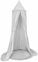  Készlet: függő pamut baldachin gyerekszobába és egy fodros szőnyeg - szürke