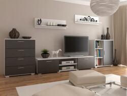  SZOPEN 2 FIÓKOS KOMOD felső elem, fehér/fekete nappali bútor szett, TV-s komód