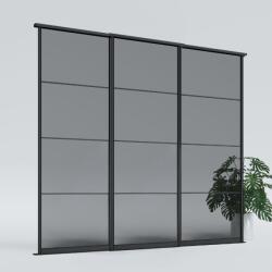  Tolóajtók egy 265 x 260 cm-es gardróbszekrényhez, 3x grafit antiszol üveg illesztésekkel