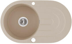 Laveo DAFNE egykör csepptálcás bézs mosogató dugókiemelős helytakarékos szifonnal (SRD_481T) - watermarkt