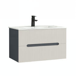 Leziter Trent 80 dulap de baie inferior cu chiuvetă ceramică (2 sertare) gri antracit-alb (TRENT80AANTSZF)