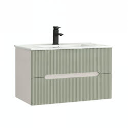Leziter Trent 80 dulap de baie inferior cu chiuvetă ceramică (2 sertare) alb-verde (TRENT80AFZ)