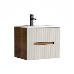 Leziter Trent 60 dulap de baie inferior cu chiuvetă ceramică (2 sertare) sunset oak-alb (TRENT60ASSTF)