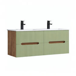 Leziter Trent 120 dulap de baie inferior cu chiuvetă ceramică (4 sertare) stejar apus de soare-verde fistic (TRENT120ASSTVZ)
