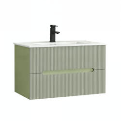 Leziter Trent 80 mobilier de baie inferior cu chiuvetă ceramică (2 sertare) verde fistic-verde măsline (TRENT80AVZZ)