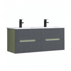 Leziter Trent 120 dulap de baie inferior cu chiuvetă ceramică (2 sertare) verde măslin-gri antracit (TRENT120AZANTSZ)